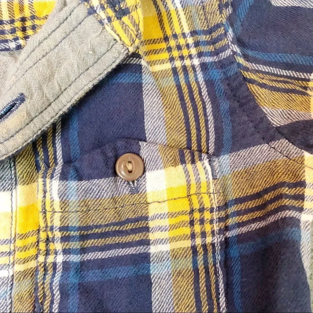 Baby Gap plaid shirt yellow blue and grey colors